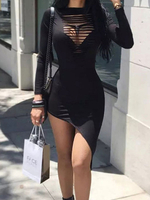 Bodycon Kleider Black Jewel Neck Classic Langarm Bleistiftkleid