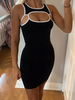 Bodycon Kleider Black Jewel Neck Cut Out Offene Schulter Ärmelloses Sexy Bleistiftkleid