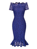 Bodycon Kleider Dark Navy Kurzarm Bateau Neck Etuikleid Bleistiftkleid