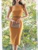 Bodycon Kleider Gelbes ärmelloses Split Jewel Neck Etuikleid