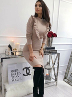 Bodycon Kleider Jewel Neck Long Sleeves Lässiges Midi Bleistiftkleid