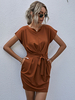 Bodycon Kleider Khaki Jewel Neck Kurzarm Casual Pencil Dress