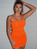 Bodycon Kleider Orange Straps Neck Plissee Layered Casual Ärmelloses Midi Bleistiftkleid