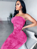 Bodycon Kleider Printed Rose Trägerloses Klassisches ärmelloses Bleistiftkleid