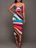 Bodycon Kleider Rainbow Stripe Printed Stretch Etuikleid