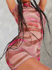 Bodycon Kleider Rose Bedrucktes Muster Hoher Kragen Plissee Unregelmäßige Kurzarm Sexy Bleistiftkleid