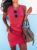 Bodycon Kleider Rose V-Ausschnitt Polyester Sommer Sexy Ärmelloses Bleistiftkleid