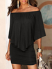Bodycon Kleider Schwarz Halbärmel Bateau Neck Polyester Etuikleid