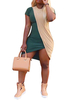 Bodycon Kleider Schwarz Kurzarm Sexy Jewel Neck Slim Fit Kleid Split Color Block Etuikleid