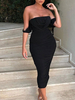 Bodycon Kleider Schwarz Ärmellos Plissee Sexy Bateau Neck Rückenfrei Slim Fit Kleid Etuikleid