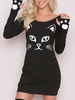 Bodycon Kleider Weiß Animal Print Langarm Jewel Neck Körperbewusstes Kleid Etuikleid