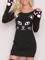 Bodycon Kleider Weiß Animal Print Langarm Jewel Neck Körperbewusstes Kleid Etuikleid