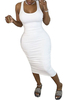 Bodycon Kleider Weiß Ärmelloses Sexy Square Neck Körperbewusstes Kleid Etuikleid