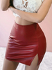 Bodycon Rock für Frauen Lederschlitz Minirock