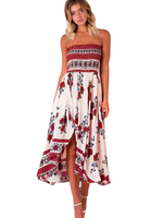 Bohemian Boho kleid mit Print in Rot mit Printmuster für Sommer Acetate