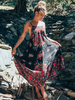 Bohemian Boho kleid mit Print in Schwarz mit Printmuster Kleid für Sommer aus Chiffon