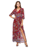 Bohemian Kleider mit Print Maxikleid und Schlitz an der Front im Boho-Style gemischten Baumwollen