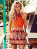 Bohemian Kleider mit Print Sommerkleid im Boho-Style für Sommer Polyester