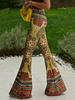 Boho Bell Bottom Pants 70er Jahre Bedruckte Schlaghose