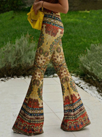 Boho Bell Bottom Pants 70er Jahre Bedruckte Schlaghose