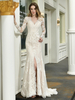 Boho Brautkleid mit V-Ausschnitt ärmellose natürliche Taille Lace Brautkleider mit Zug