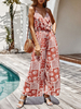 Boho Jumpsuit V-Ausschnitt Ärmellose Rüschen Jumpsuit mit weitem Bein