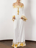 Boho Kleid aus der Schulter mit langen Ärmeln besticktes Kleid