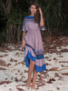 Boho-Kleid Bateau-Ausschnitt mit kurzen Ärmeln Geometrisches Sommerkleid in Übergröße