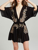 Boho Kleid Besticktes Sommerkleid mit V-Ausschnitt und halben Ärmeln