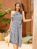 Boho Kleid Lila One-Shoulder Ärmelloses Baumwoll-Polyester Midi Summer Beach Kleid