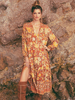 Boho Kleid mit V-Ausschnitt; langen Ärmeln; Blumendruck; übergroßes Strandkleid