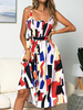 Boho Kleid Schnürgurte Hals Ärmelloses; geblümtes; geknotetes Sommerkleid mit Blumenmuster