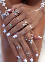 Boho Knuckle Ring ethnische geprägte 7 Stück Ring Set