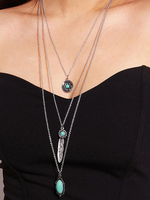 Boho Layered Halskette Blatt Türkis Anweisung Anhänger Halskette