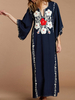 Boho Maxi Kleid mit Ärmeln Floral Oversized Frauen Sommerkleid