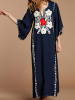 Boho Maxi Kleid mit Ärmeln Floral Oversized Frauen Sommerkleid