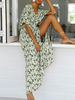 Boho Maxi-Kleid mit V-Ausschnitt und kurzen Ärmeln Split Beach Dress