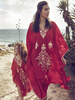 Boho Maxikleid mit V-Ausschnitt und langen Ärmeln Bedrucktes übergroßes Sommerkleid