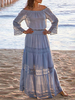 Boho Maxikleid Spitze Off-The-Shoulder Langarm Langarm Übergroßes Langkleid