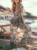 Boho Outfit Floral Print kurzen Ärmeln zweiteilige Sets für Frauen