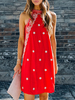Boho Sommerkleid Jewel Neck Printed Chiffon Beach Dress