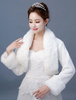 Bolero Hochzeitsjacke Elfenbein Langarm Kunstpelz Braut Winter Cover Up