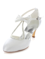 Bow Braut Sandalen weißen Straps Satin Hochzeit Heels für Frauen