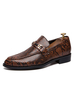Braune Herren Müßiggänger Runde Zehe Schlange Gedruckt Metall Detail Slip On Schuhe