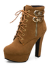 Braune Knöchel Stiefel Wildleder Platform Schnalle Detail Schnürschuh High Heel Stiefel
