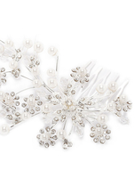 Braut Haar Kamm Strass Perle Floral Silber Hochzeit Haarschmuck