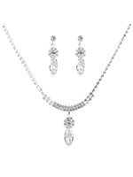 Braut Halskette Set Silber Strass Perlen Hochzeit Schmuck-Set