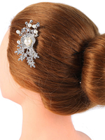 Braut Kamm Kopfschmuck Strass Perlen Perlen Blumen Silber Hochzeit Haarschmuck
