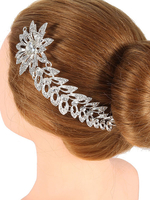 Braut Kamm Kopfschmuck Strass Perlen Silber Hochzeit Haarschmuck