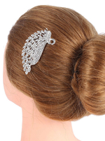 Braut Kamm Kopfschmuck Strass Perlen Silber Pfau Hochzeit Haarschmuck
